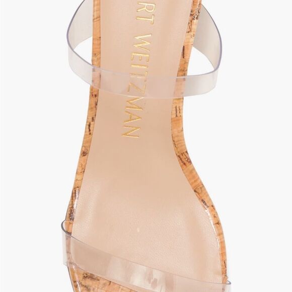 STUART WEITZMAN Aleena 50 Patent-leather Wedge Sandals In Neutral NWT 5B - Picture 4 of 6